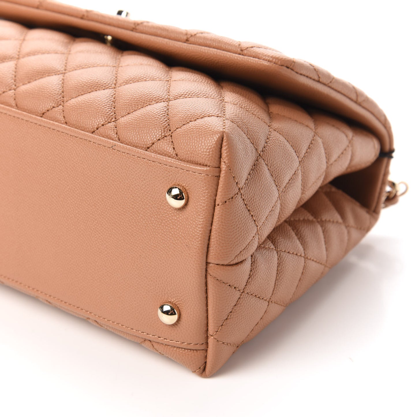 Caviar Quilted Lizard Embossed Small Coco Handle Flap Brown
