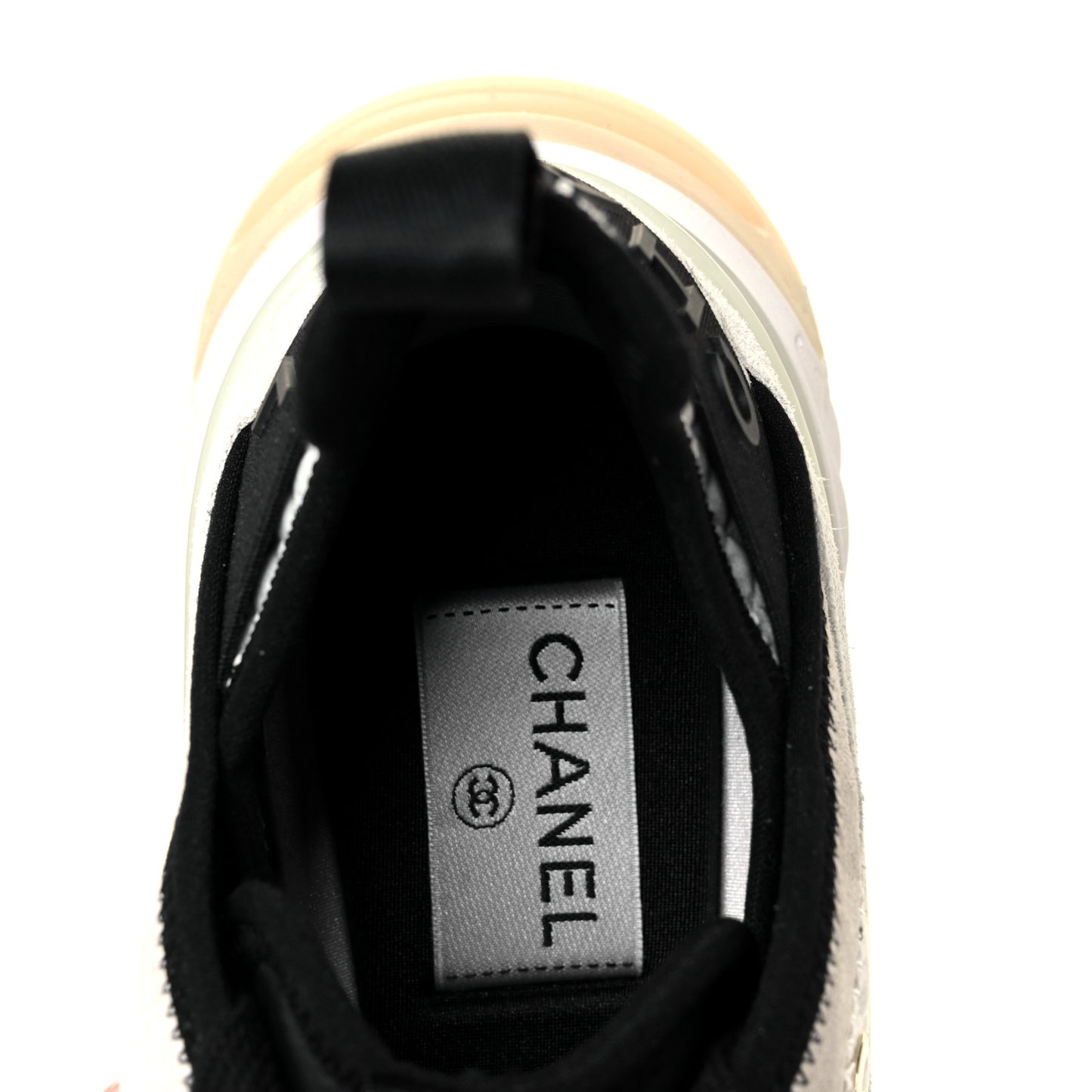 Velvet Calfskin Mixed Fibers CC Sneakers 38.5 Ivory Black