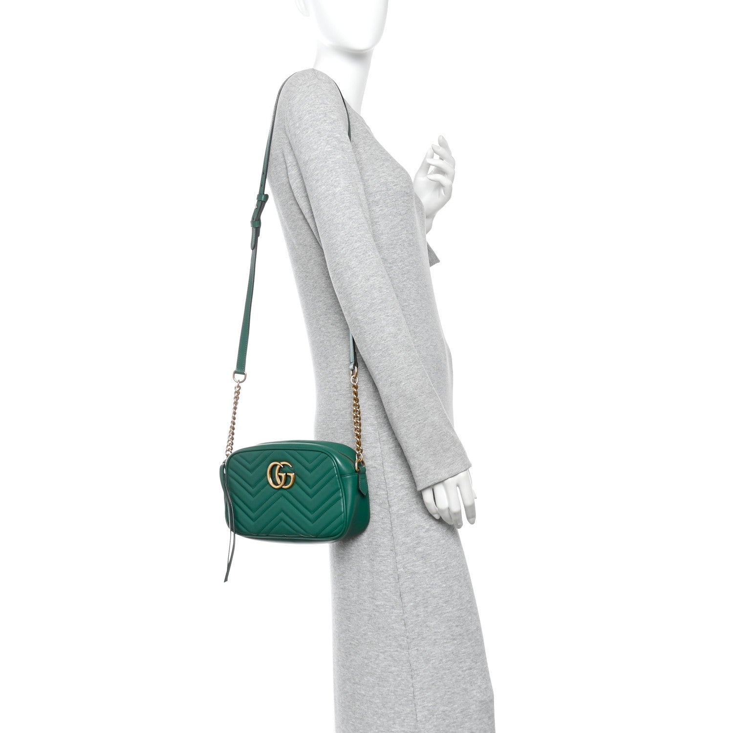 Gucci Calfskin Matelasse Small GG Marmont Chain Shoulder Bag