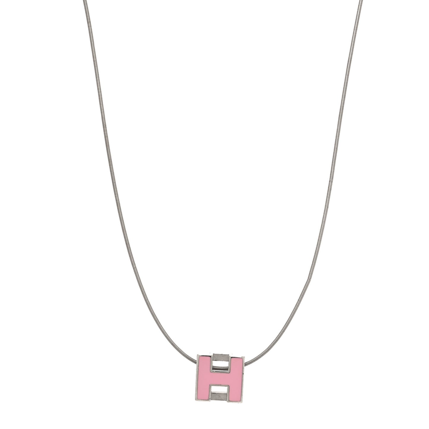 Palladium Lacquered Cage d'H Pendant Necklace Rose Dragee