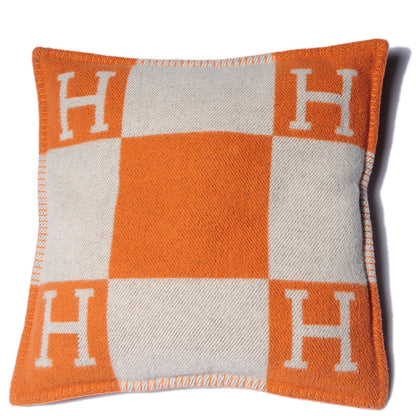 Hermes Wool Cashmere Avalon Cushion PM Ecru Pumpkin 1 of 8