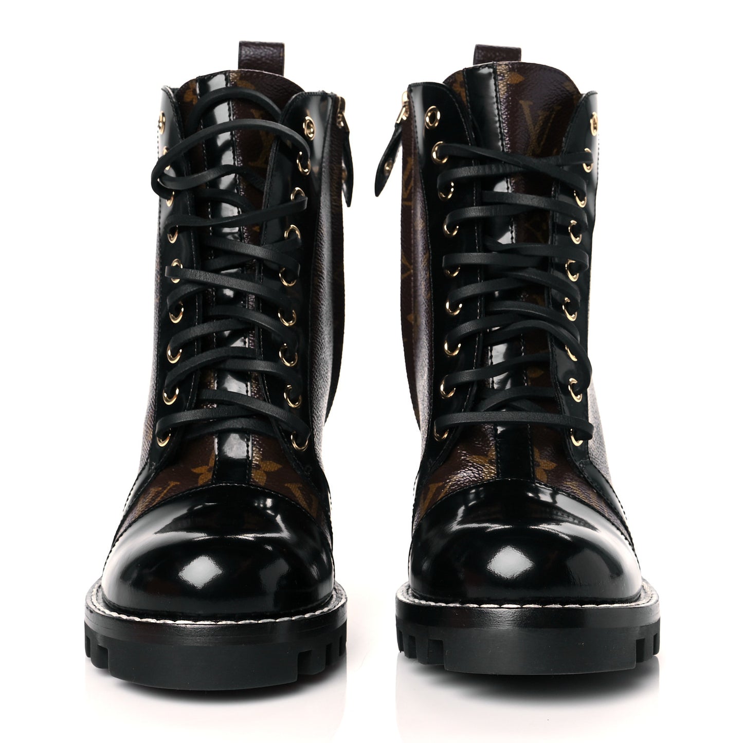 Patent Calfskin Monogram Star Trail Ankle Boots 39.5 Black