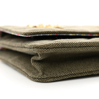 Chanel Canvas Quilted Coco Cuba Charms Wallet on Chain WOC Khaki 9 of 11