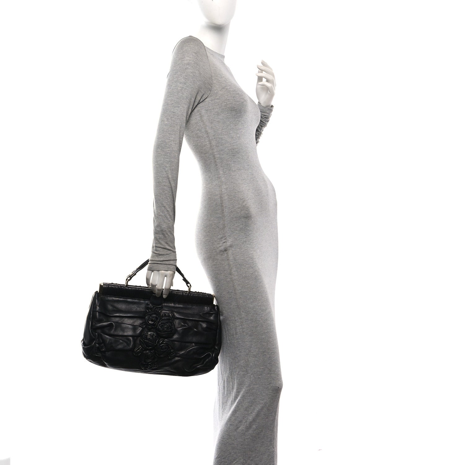 Valentino Garavani Nappa Jardin Rose Framed Duffel Black 2 of 10