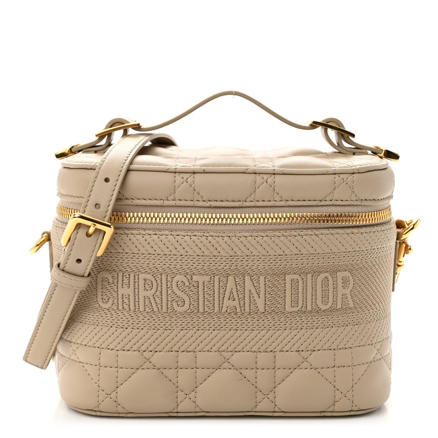 Lambskin Cannage Small Diortravel Vanity Case Light Beige