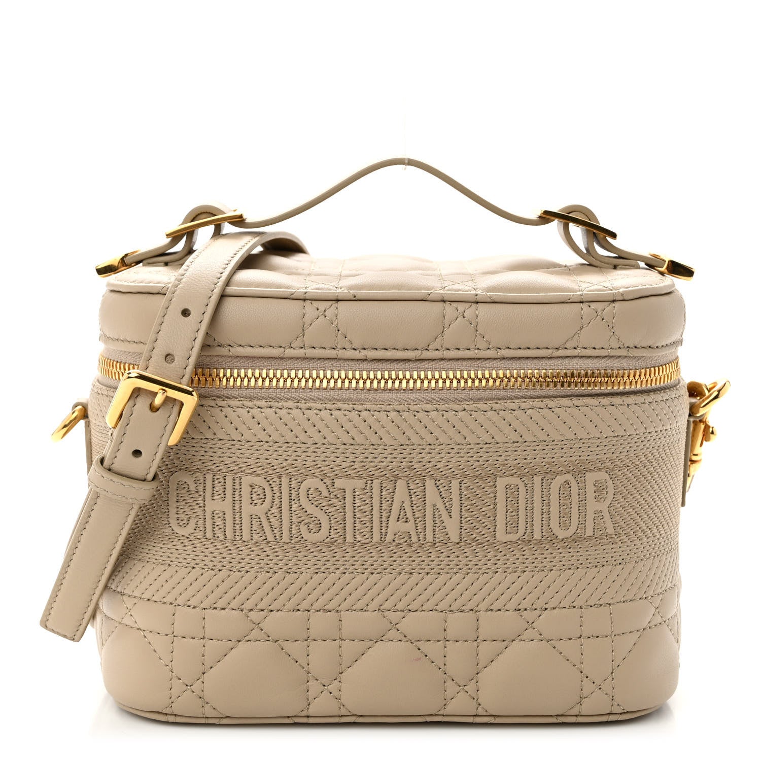 Christian Dior Lambskin Cannage Small Diortravel Vanity Case Light Beige 1 of 10