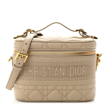 Christian Dior Lambskin Cannage Small Diortravel Vanity Case Light Beige 1 of 10