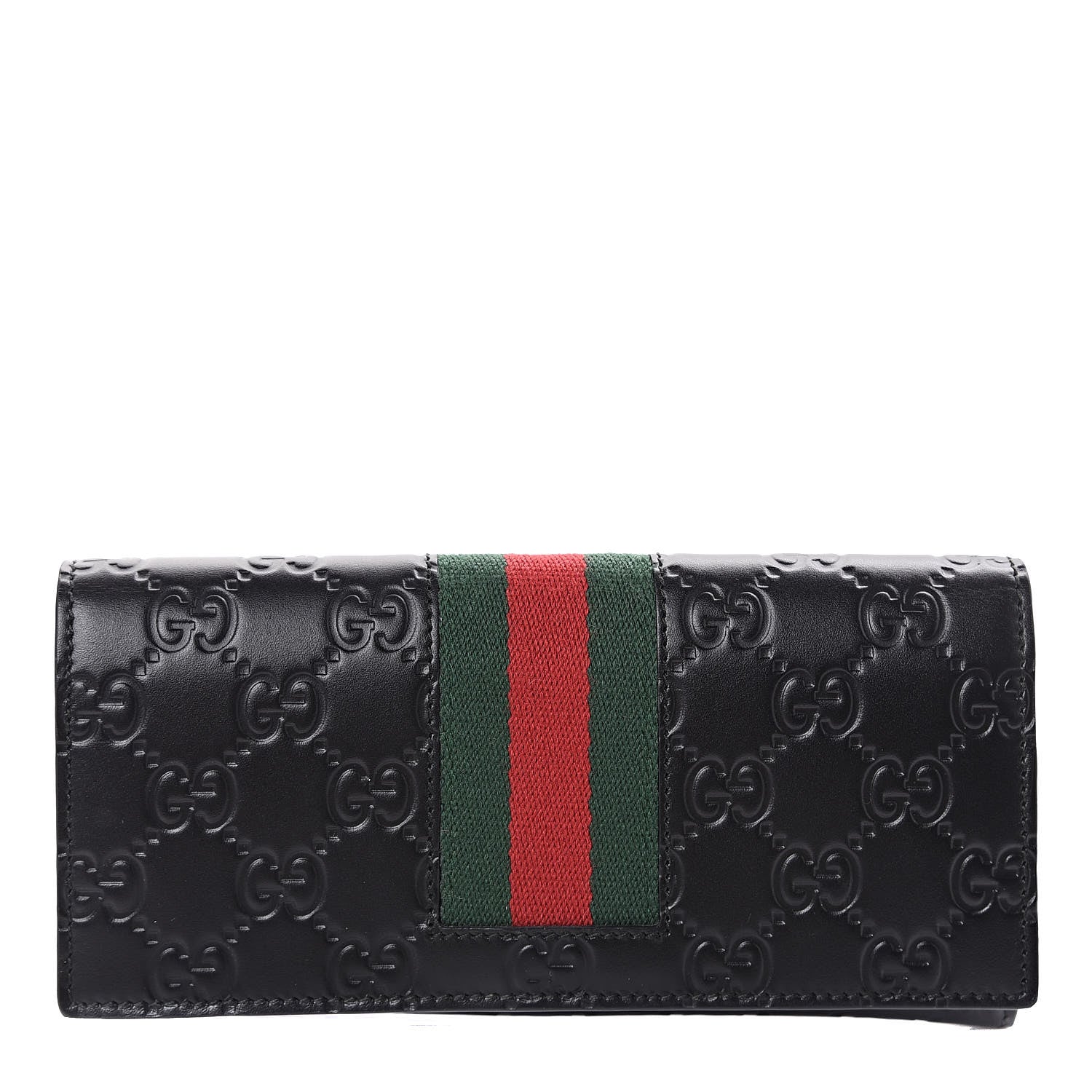 Gucci Guccissima Signature Web New Web Continental Wallet Black 1 of 7