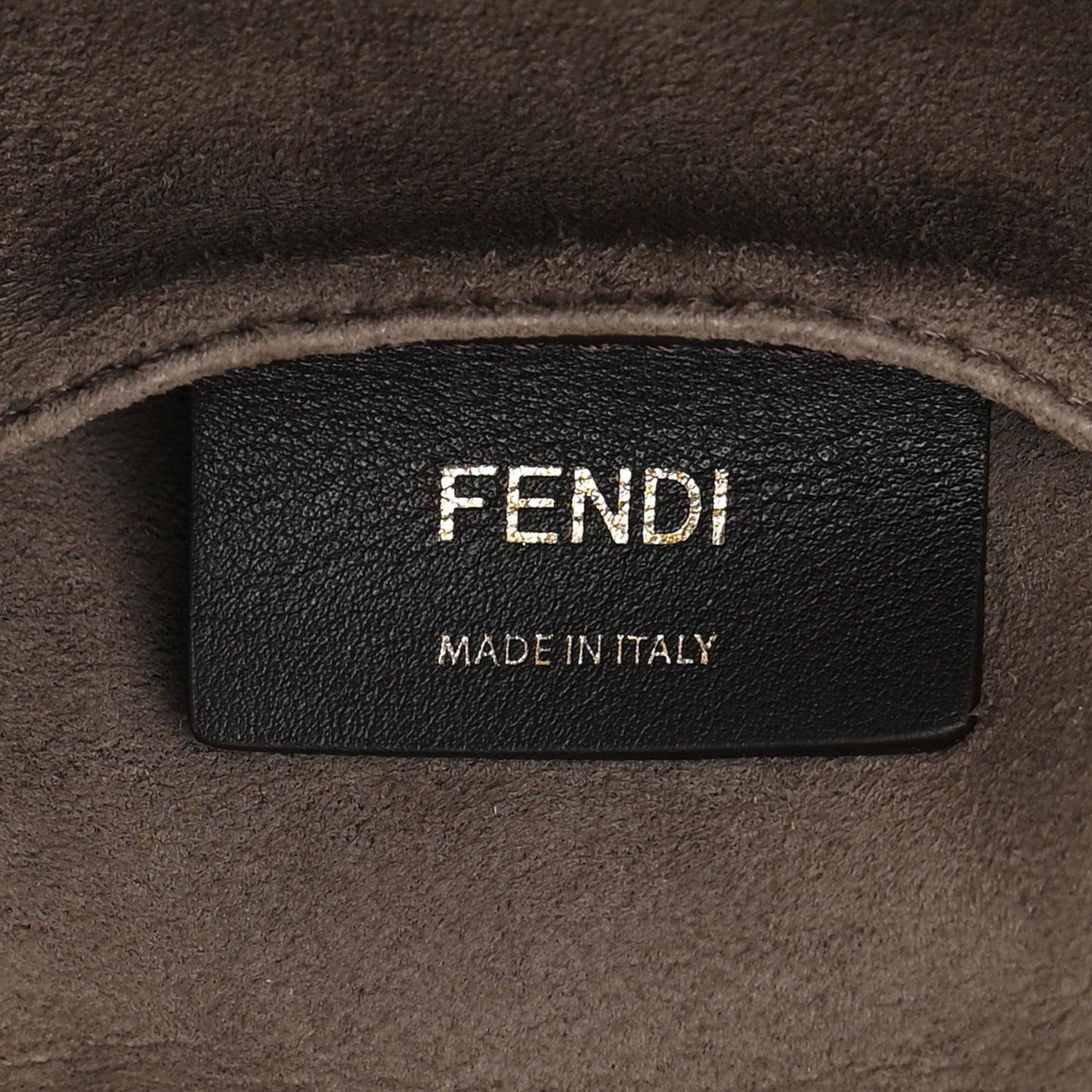 Glazed Fabric Vitello Century FF 1974 Stamp Patch Mini Double F Crossbody Bag Mogano Panna Black