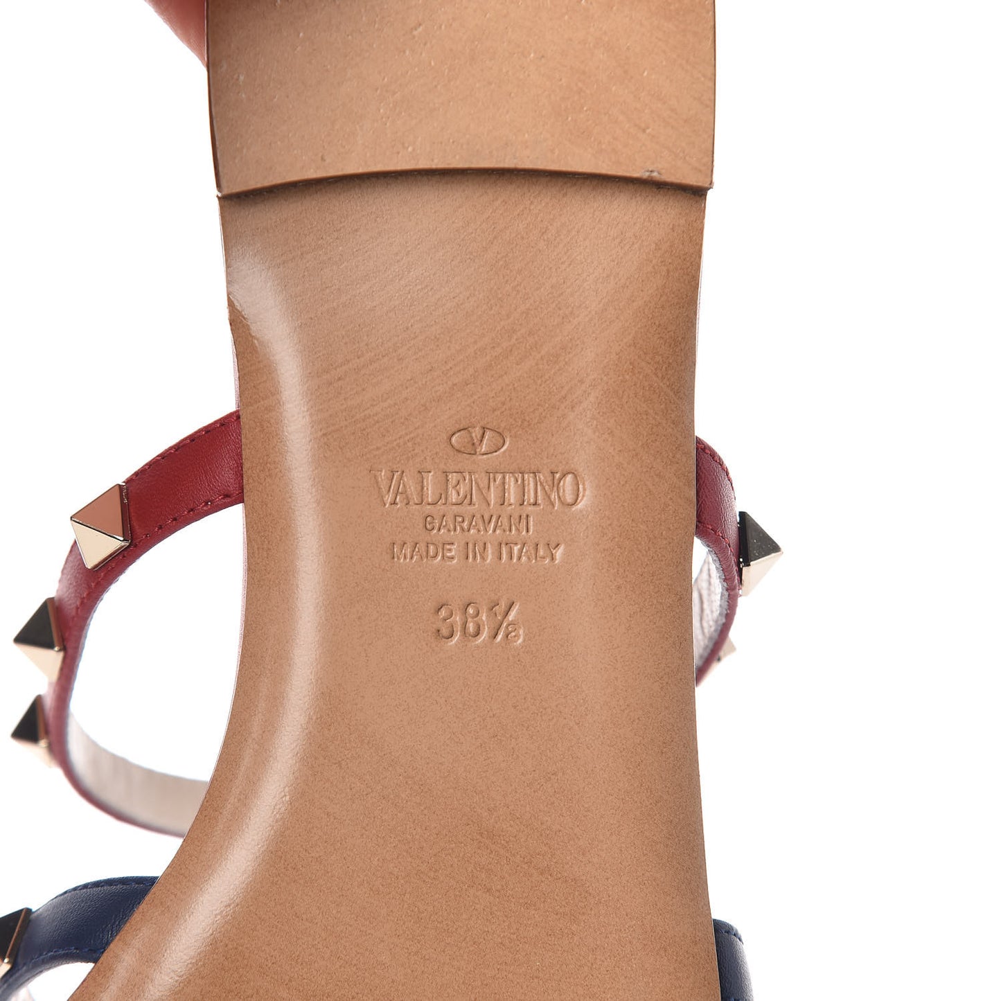 Calfskin Rockstud Caged Flat Slide Sandals 38.5 Multicolor