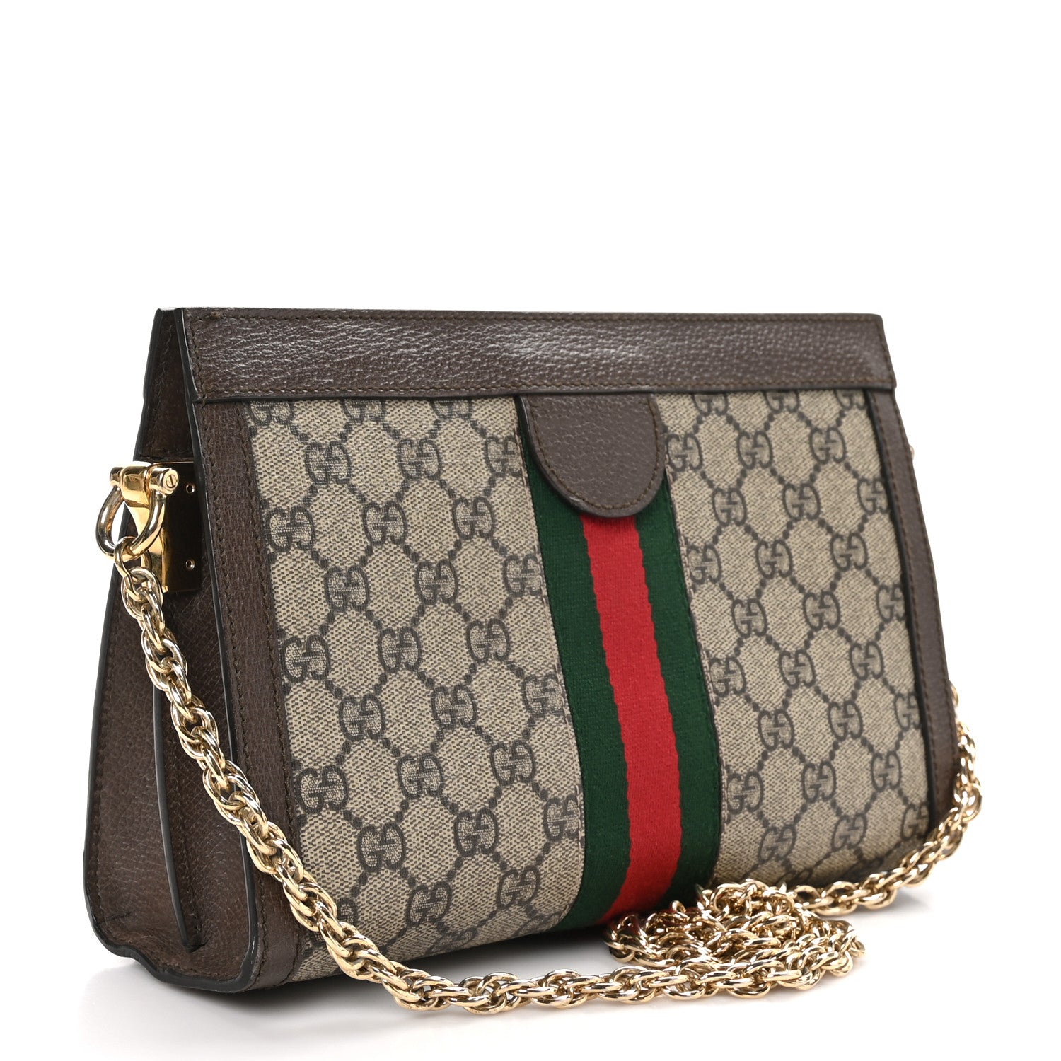 Gucci GG Supreme Monogram Web Small Ophidia Chain Shoulder Bag Brown 3 of 11