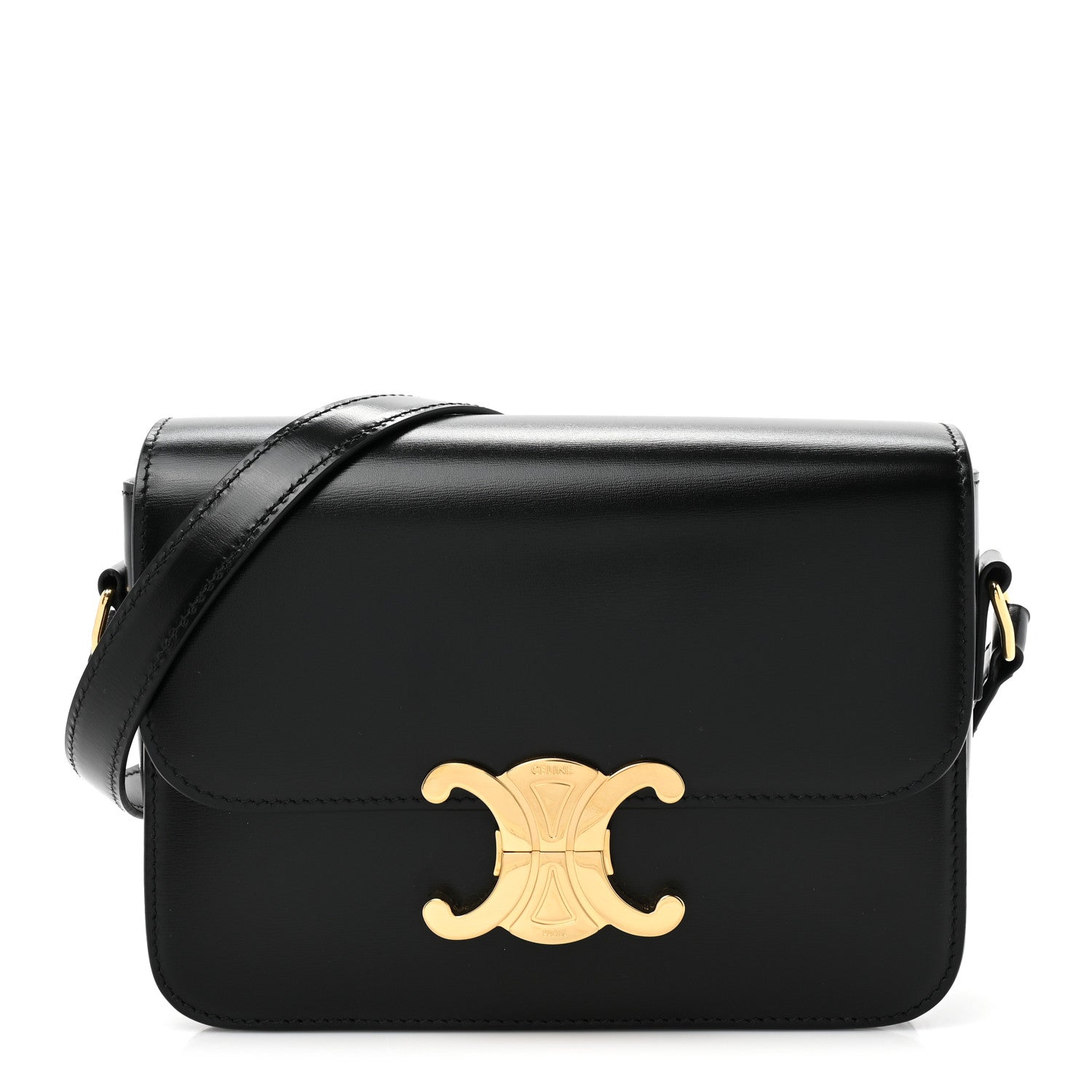 Celine Shiny Calfskin Teen Triomphe Black 1 of 12