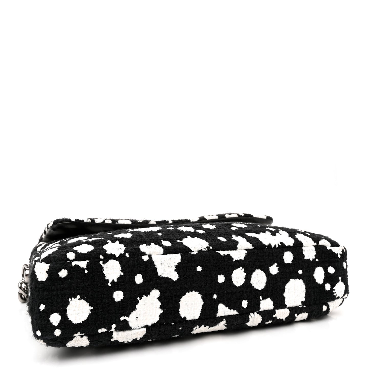 Tweed Paint Splatter Print Flap Black White