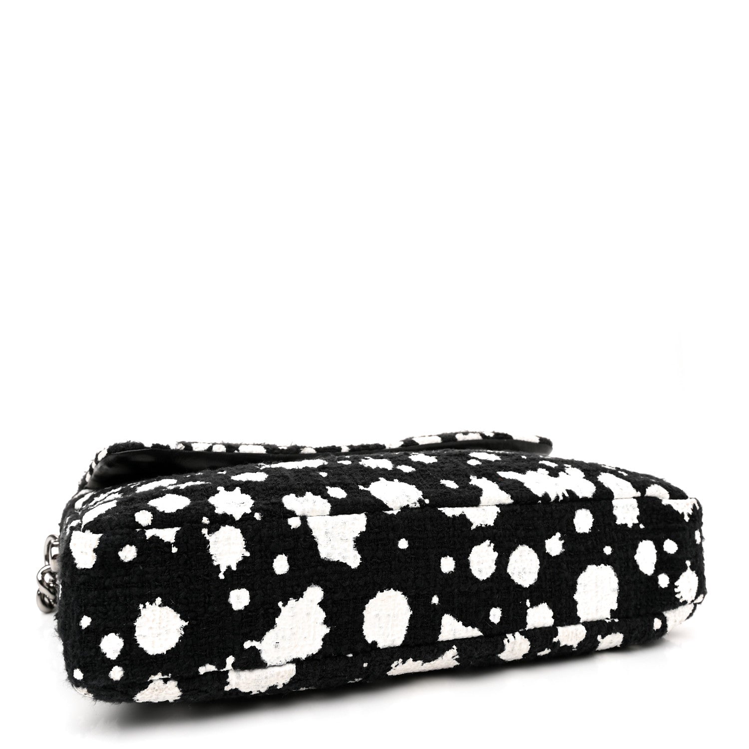 Chanel Tweed Paint Splatter Print Flap Black White 4 of 13
