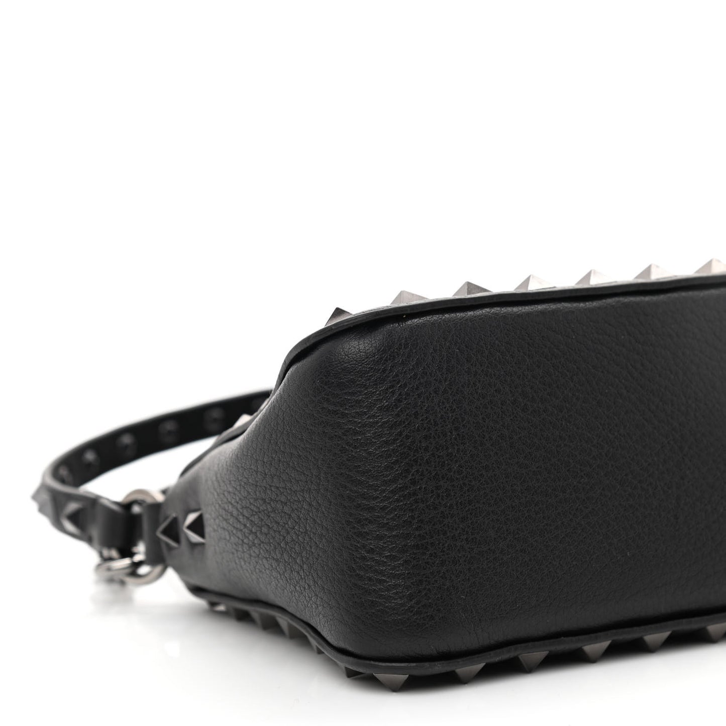 Pebbled Calfskin Small Rockstud Flip Lock Shoulder Bag Black