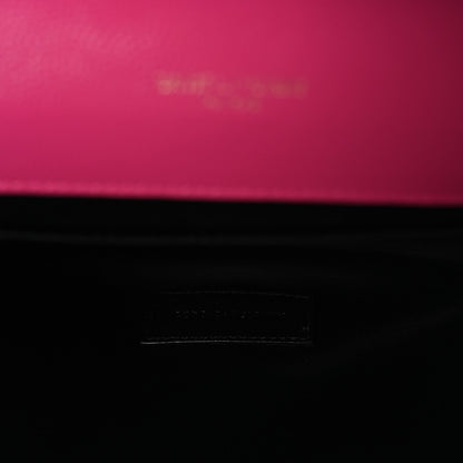 Saint Laurent Grain De Poudre Matelasse Chevron Monogram Envelope Clutch Fuchsia 7 of 7