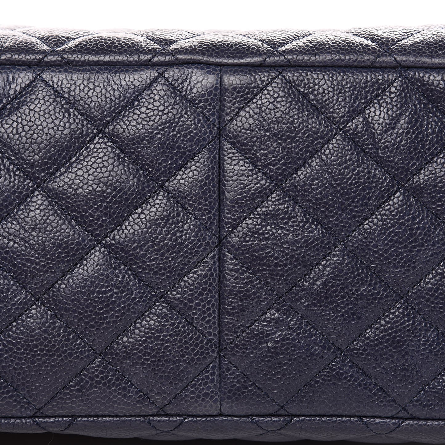 Crumpled Grained Calfskin Quilted Tote Blue