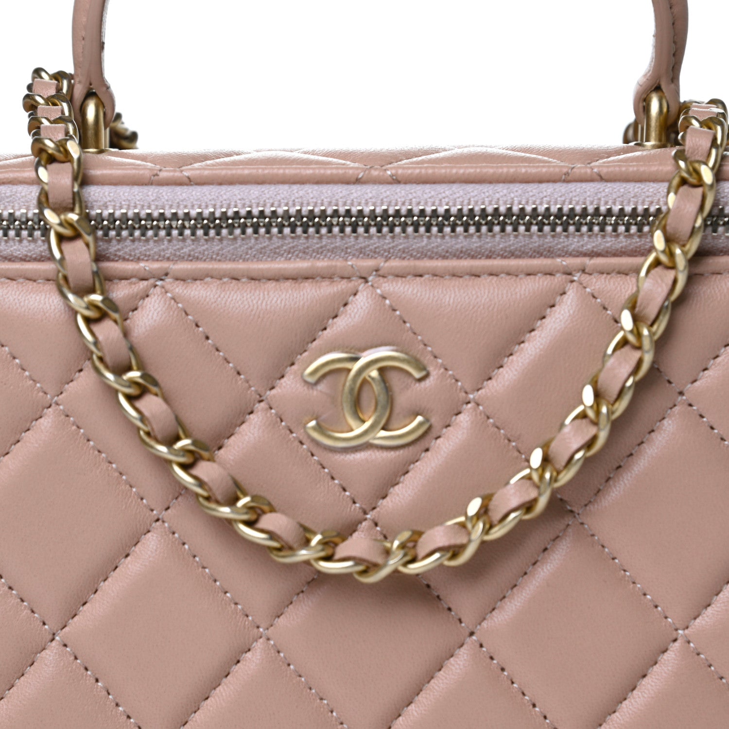 Chanel Lambskin Quilted Small Top Handle Vanity Case With Chain Beige 8 of 13