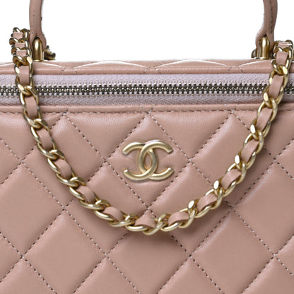 Chanel Lambskin Quilted Small Top Handle Vanity Case With Chain Beige 8 of 13