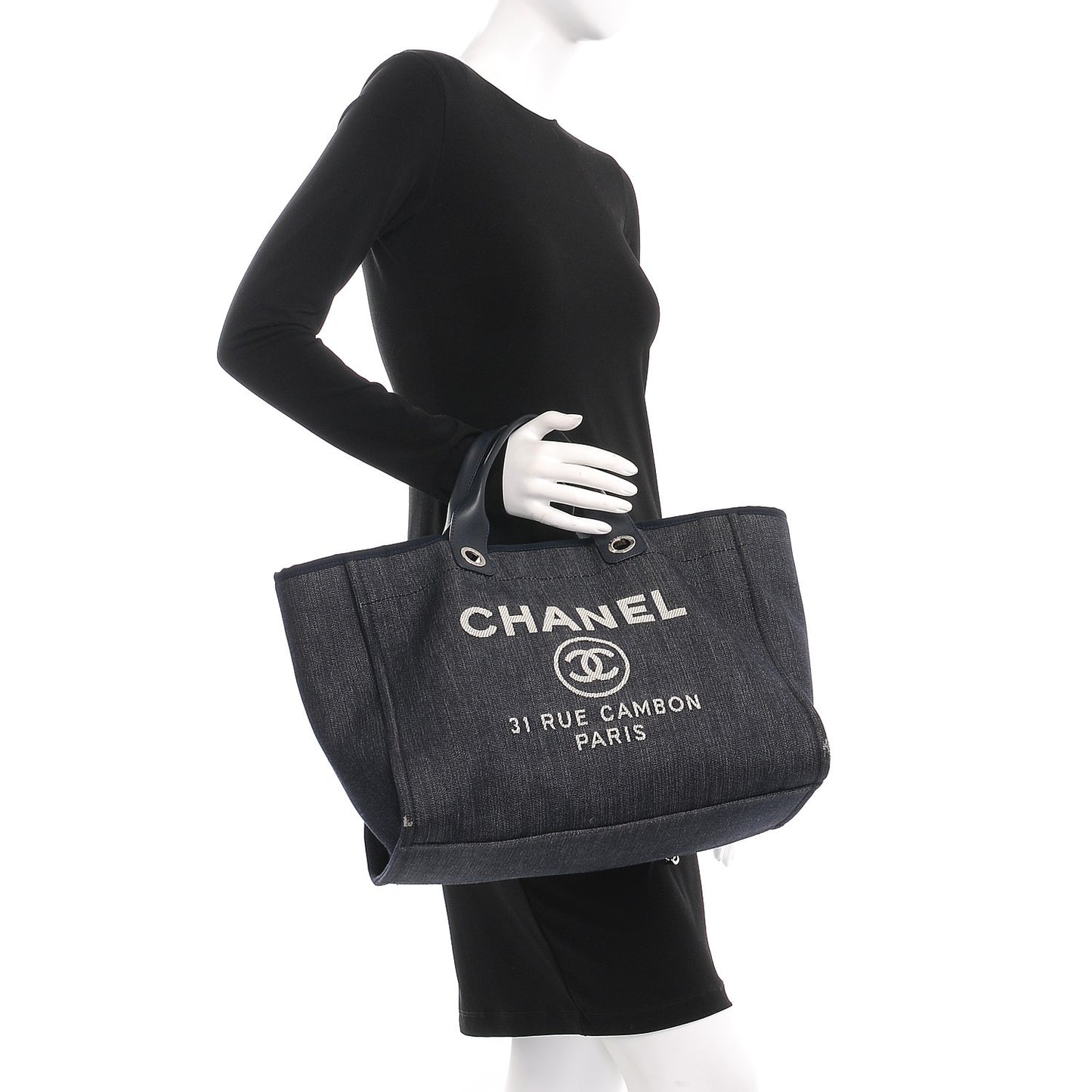 Denim Large Deauville Tote Dark Blue