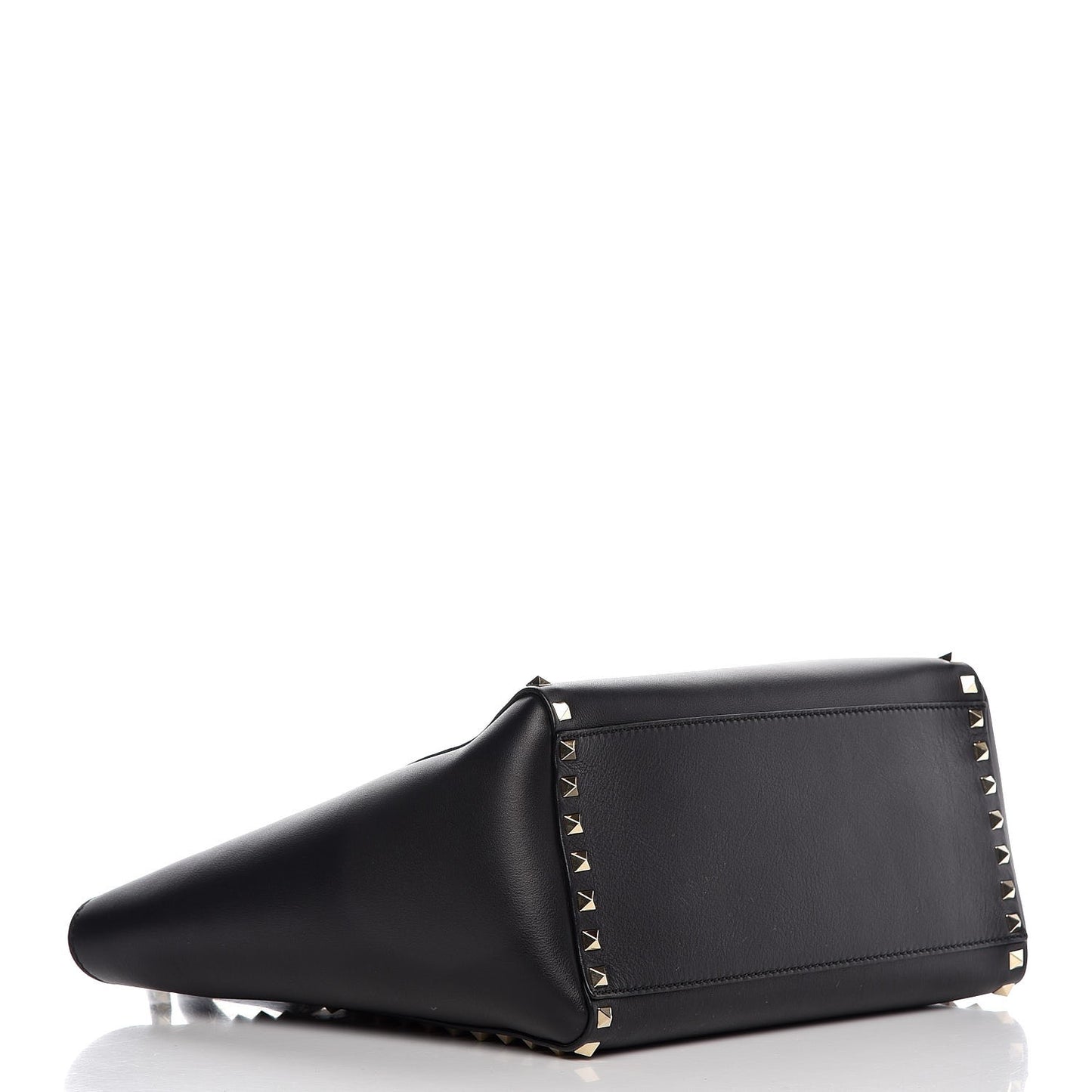Vitello Rockstud Double Handle Tote Black