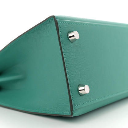 Hermes Madame Calfskin Matte Alligator Kelly Sellier Touch 25 Vert Verone Vert Jade 9 of 11