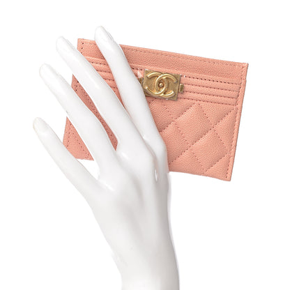 Chanel Caviar Quilted Boy Card Holder Light Pink 2 of 9