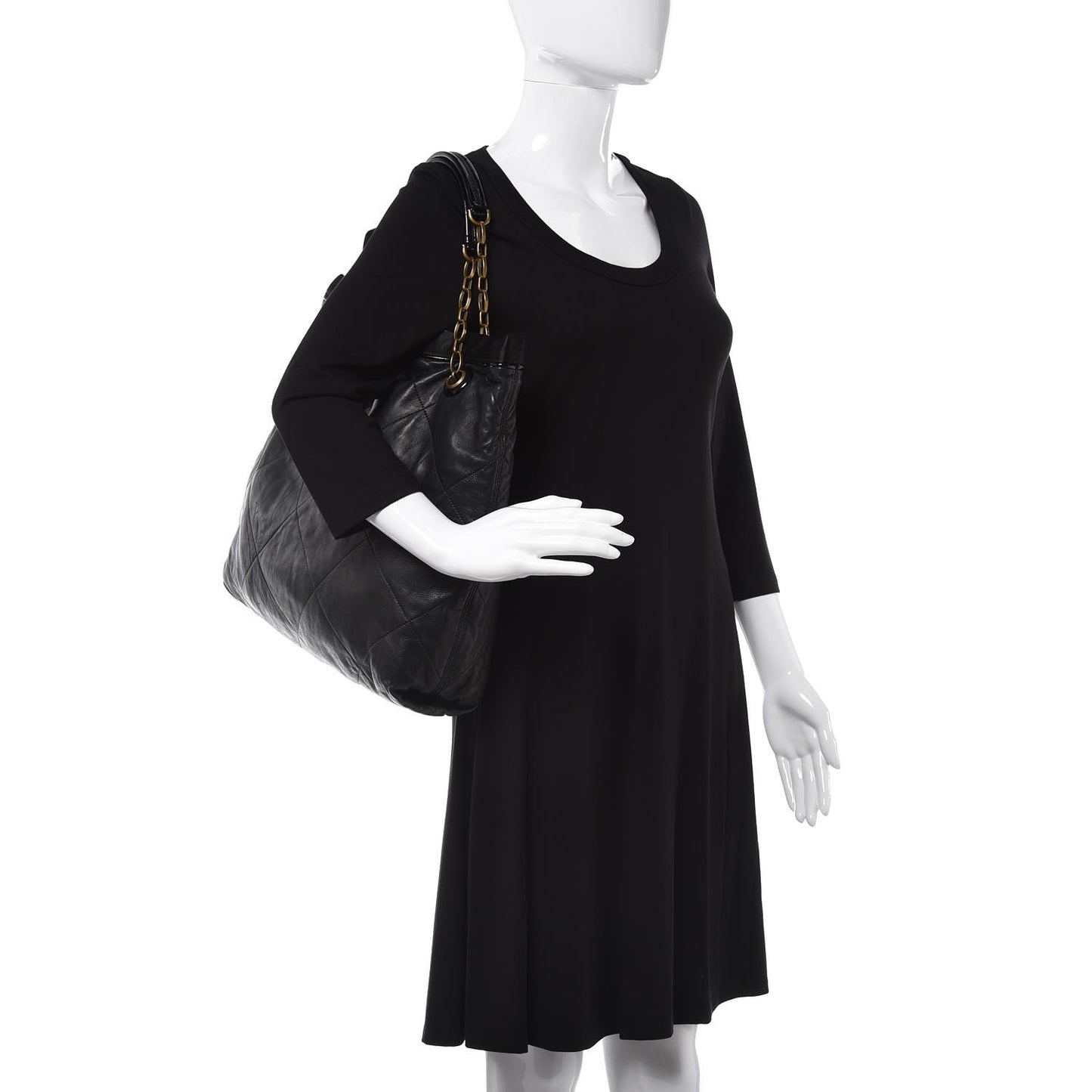 Lambskin Quilted Amalia Cabas Tote Black