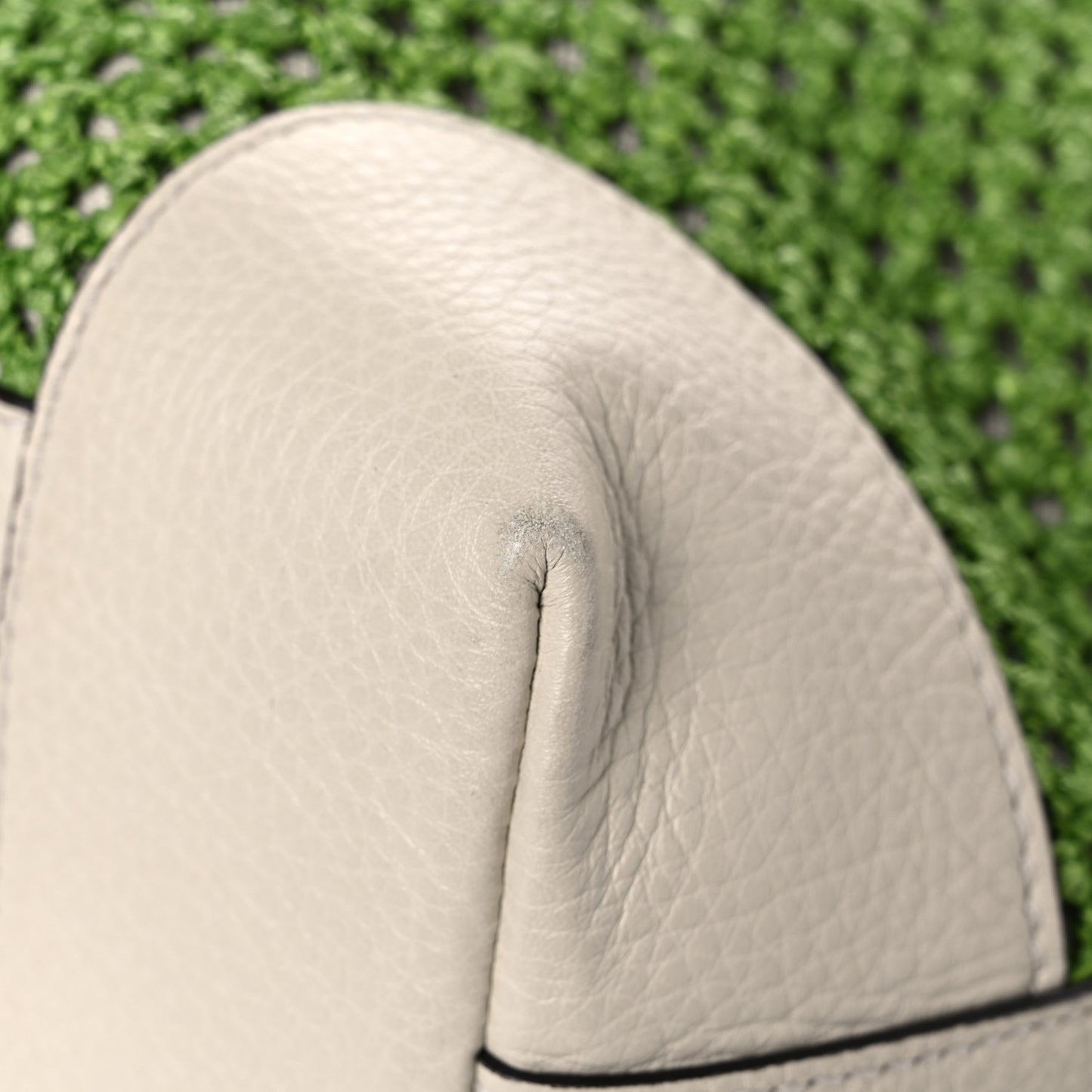 Straw Calfskin Bamboo Shopper Tote Green