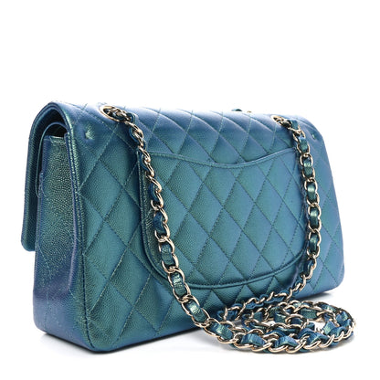 Chanel Iridescent Caviar Quilted Medium Double Flap Green 3 of 11