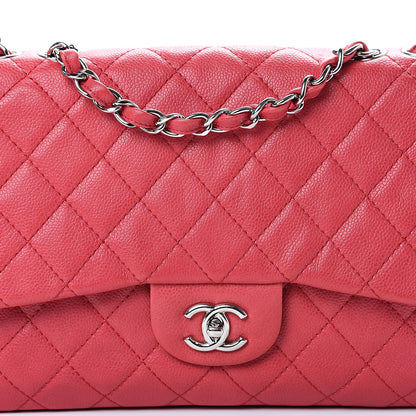 Chanel Washed Caviar Quilted Jumbo Single Flap Fuchsia 7 of 14