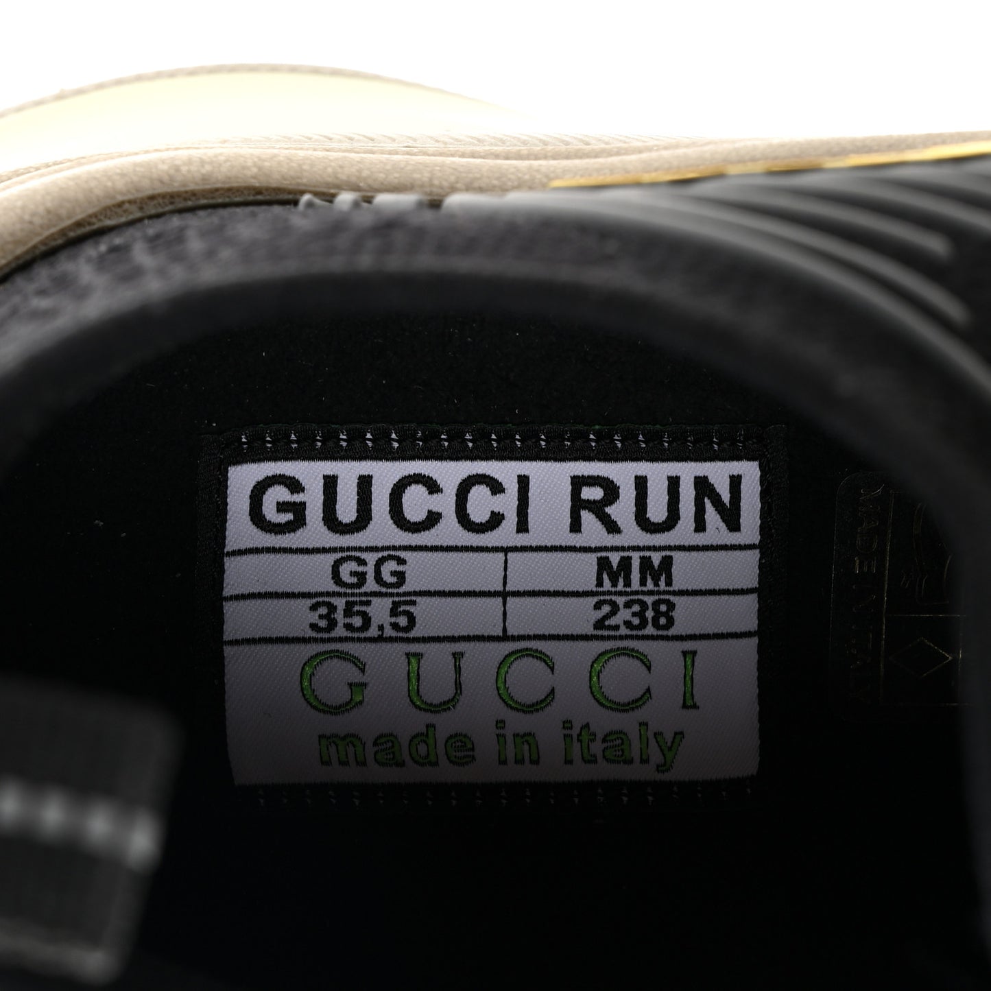 Technical Knit Fabric Waves Womens Gucci Run Sneakers 35.5 Black Silver Giallo Neon Yellow