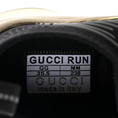 Gucci Technical Knit Fabric Waves Womens Gucci Run Sneakers 35.5 Black Silver Giallo Neon Yellow 8 of 9