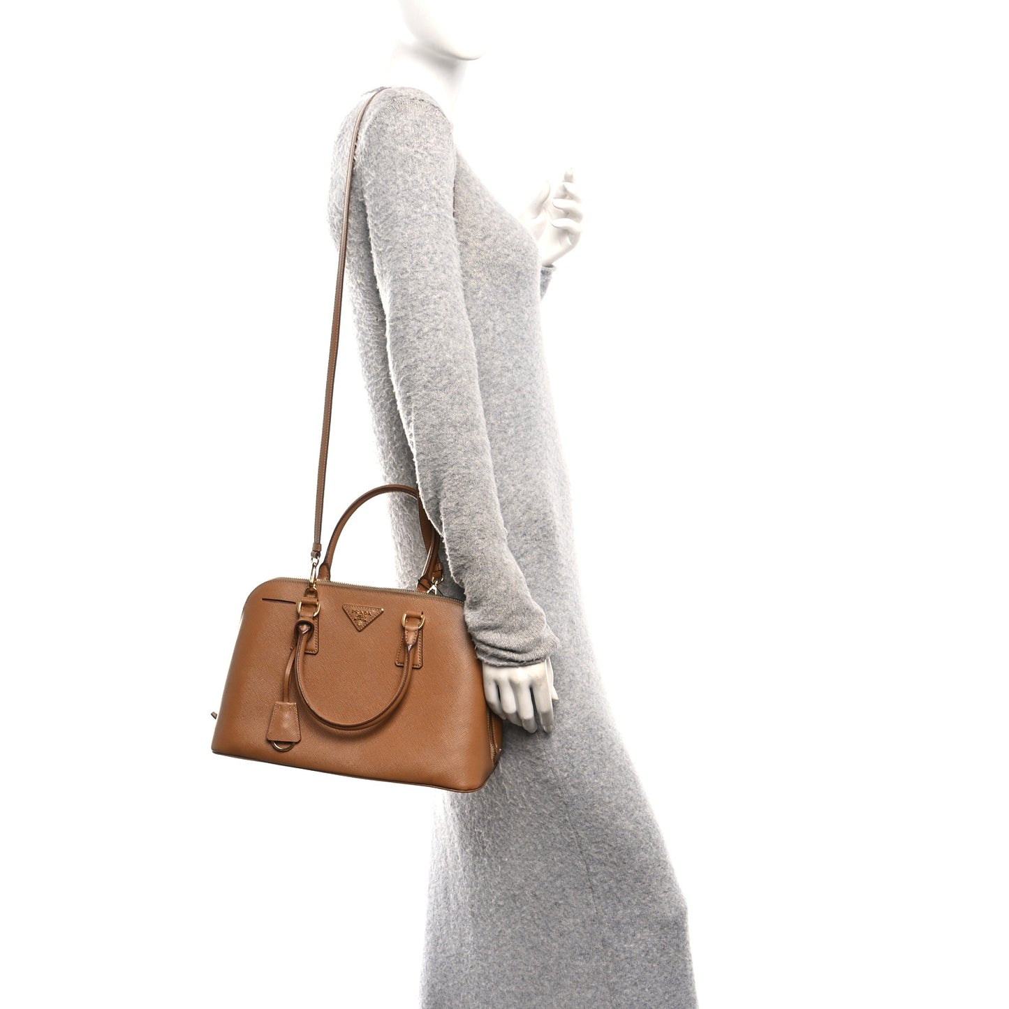 Saffiano Lux Medium Promenade Tote Caramel