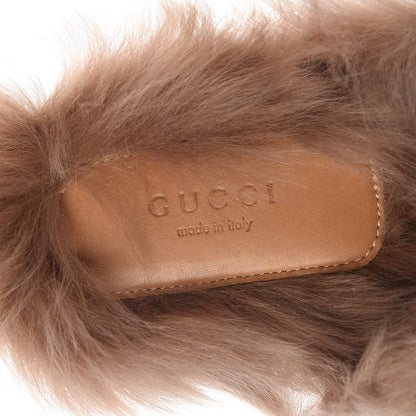 Gucci Betis Glamour Calfskin Fur Princetown Slippers 40.5 Hibiscus Red Naturale 6 of 12