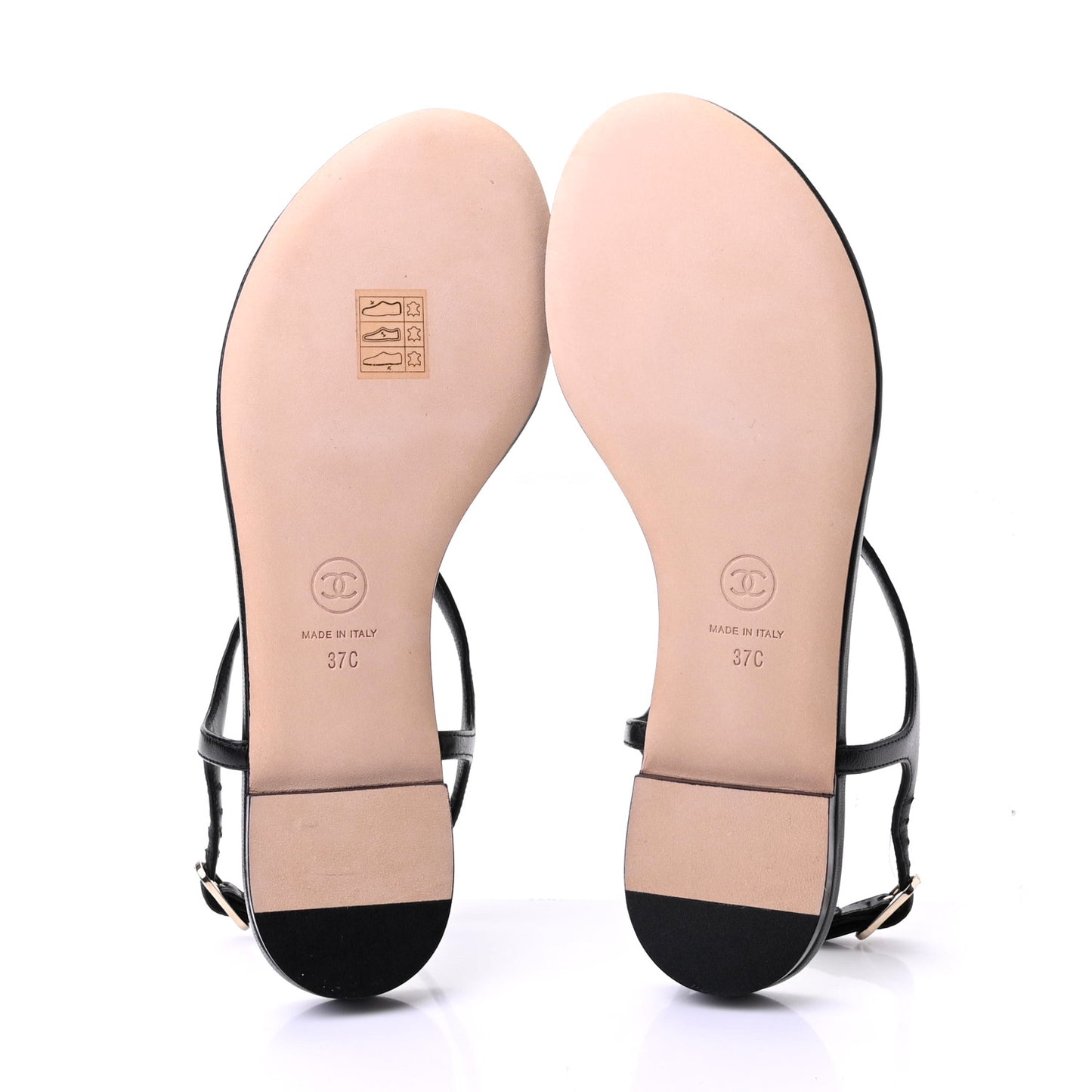 Lambskin Chain CC Logo Thong Sandals 37 Black