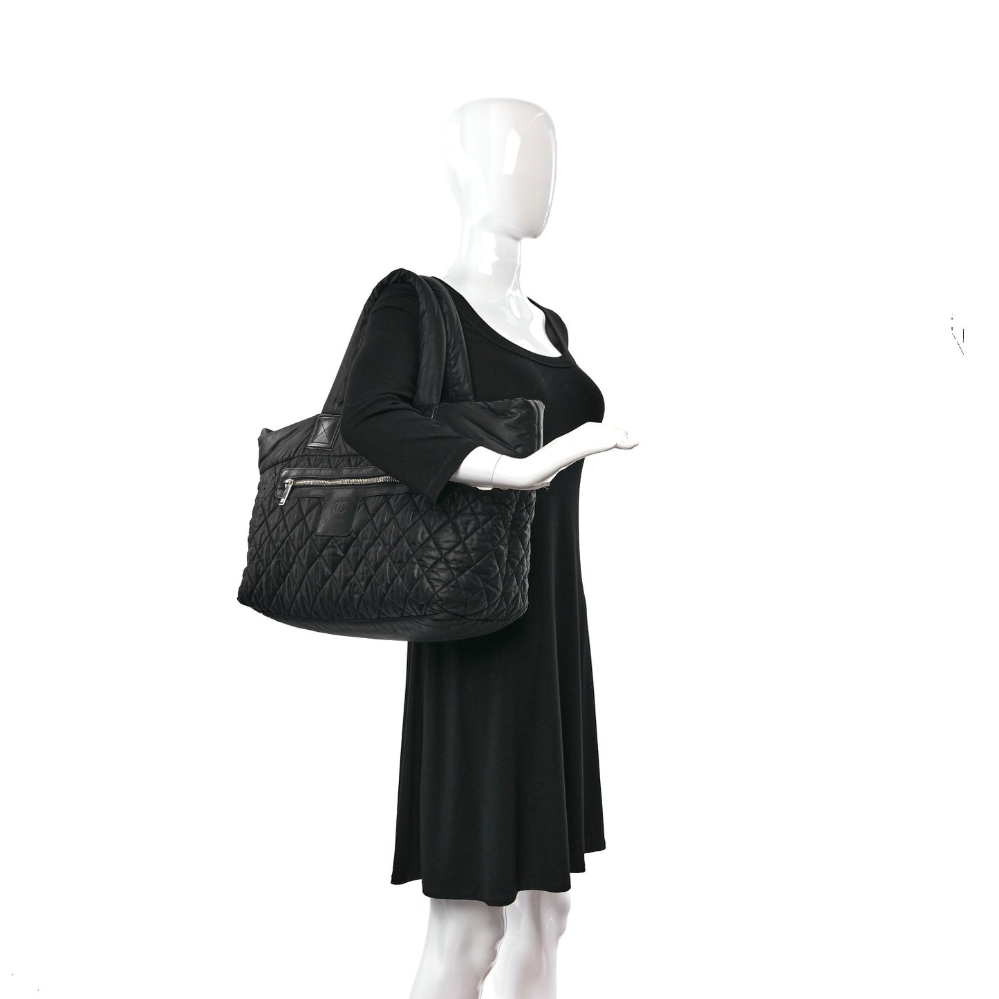 Nylon Quilted Large Coco Cocoon Tote Black