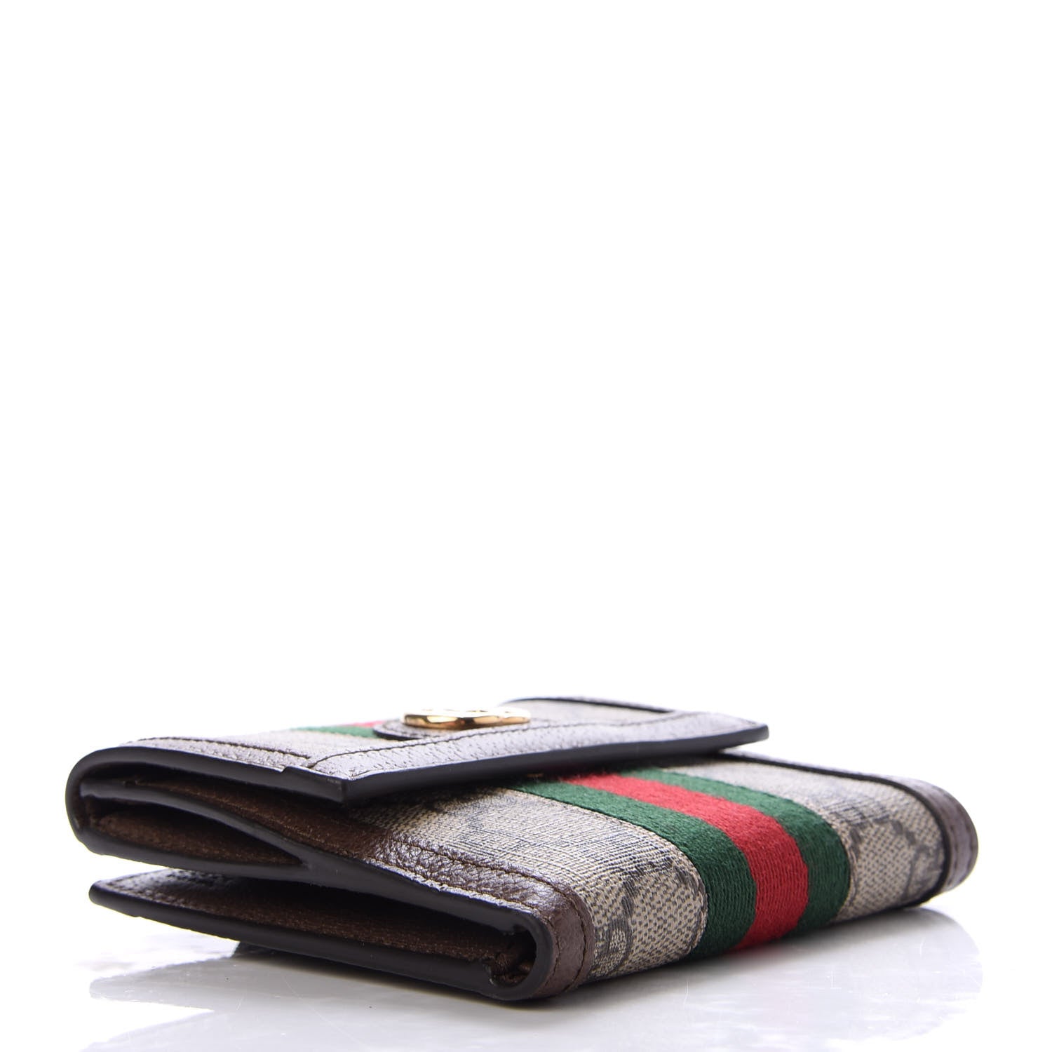 Gucci GG Supreme Monogram Web Ophidia French Flap Wallet Beige New Acero 4 of 6