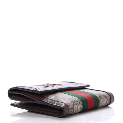 Gucci GG Supreme Monogram Web Ophidia French Flap Wallet Beige New Acero 4 of 6