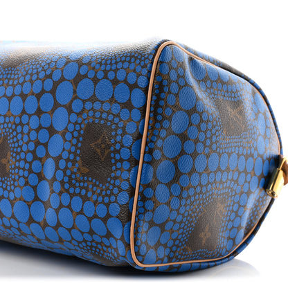 Louis Vuitton Monogram Kusama Town Speedy 30 Blue 9 of 10