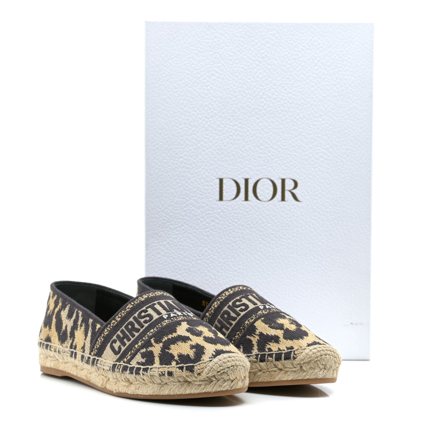 Cotton Embroidered Leopard Print Granville Espadrille 36.5 Natural