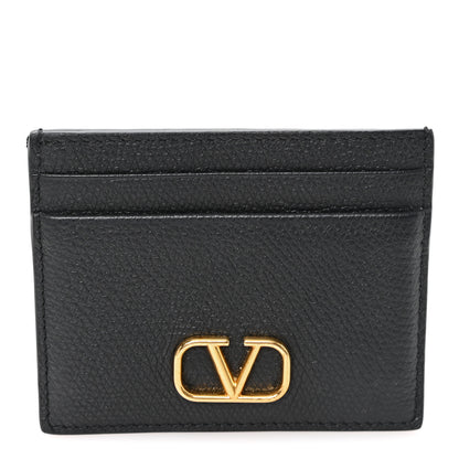 Valentino Garavani Calfskin Toile Iconographe Embossed Vlogo Card Holder Black 1 of 6
