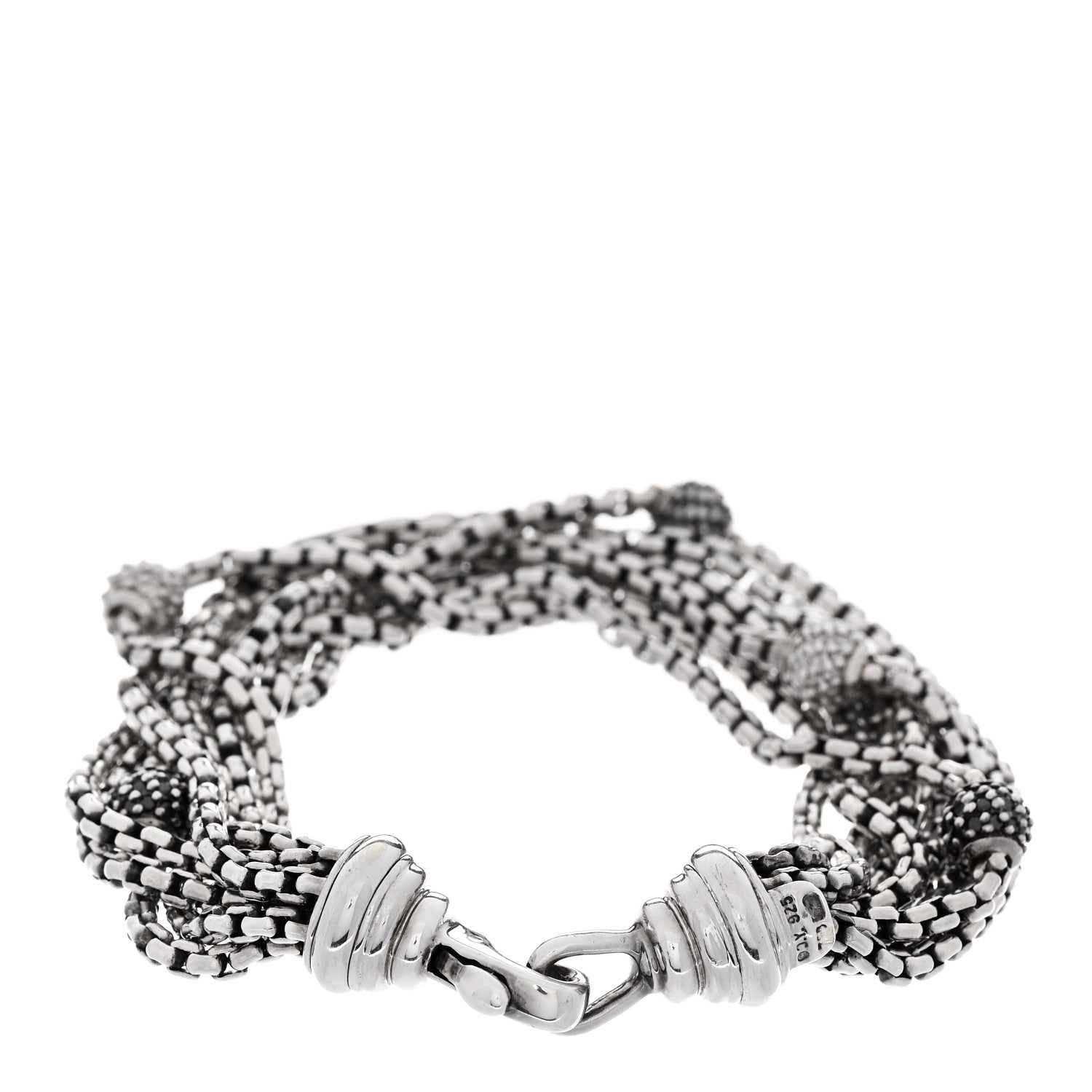 David Yurman Sterling Silver Black Diamond Pave Bead Multi Strand Bracelet 2 of 3