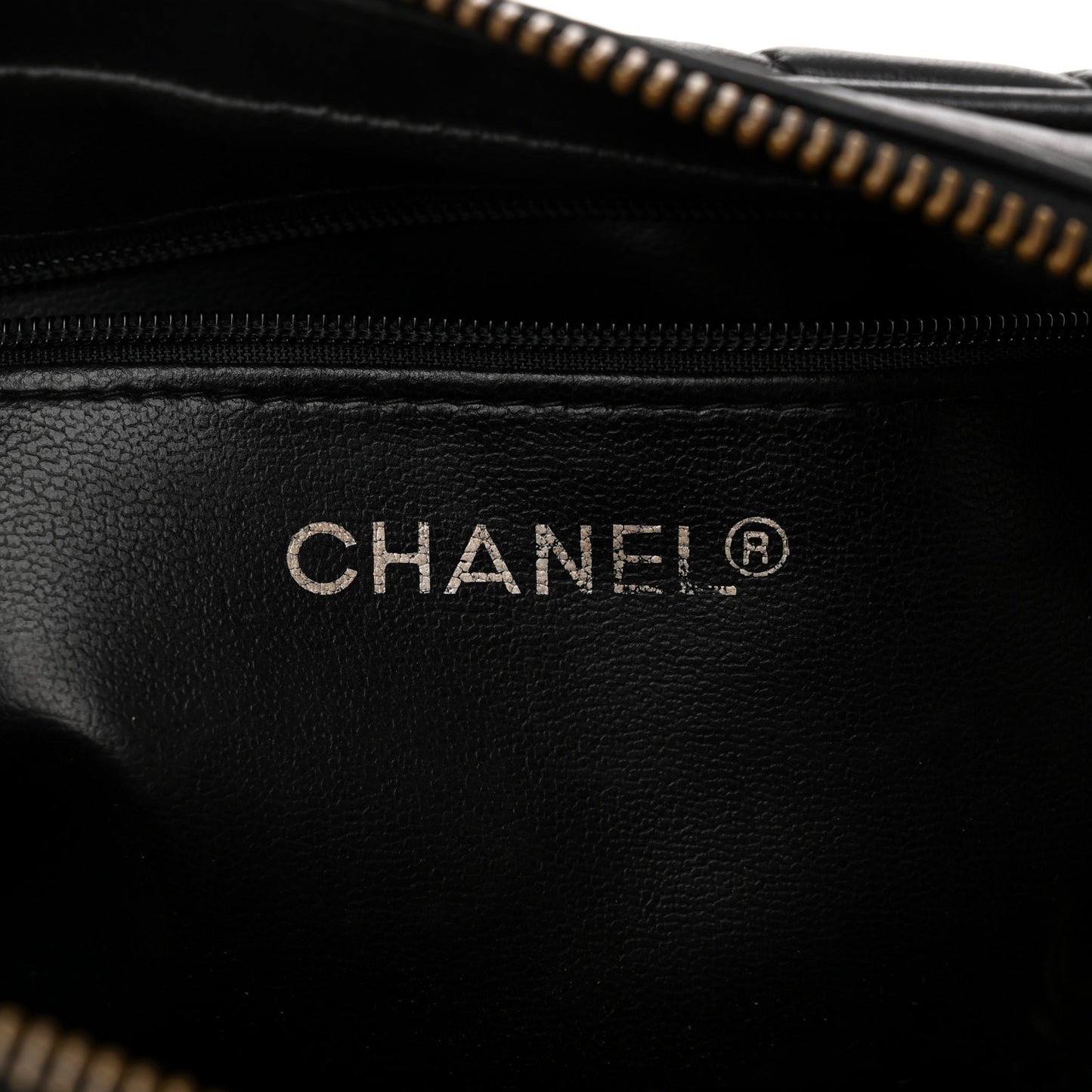Lambskin Chevron Quilted Small Camera Case Black