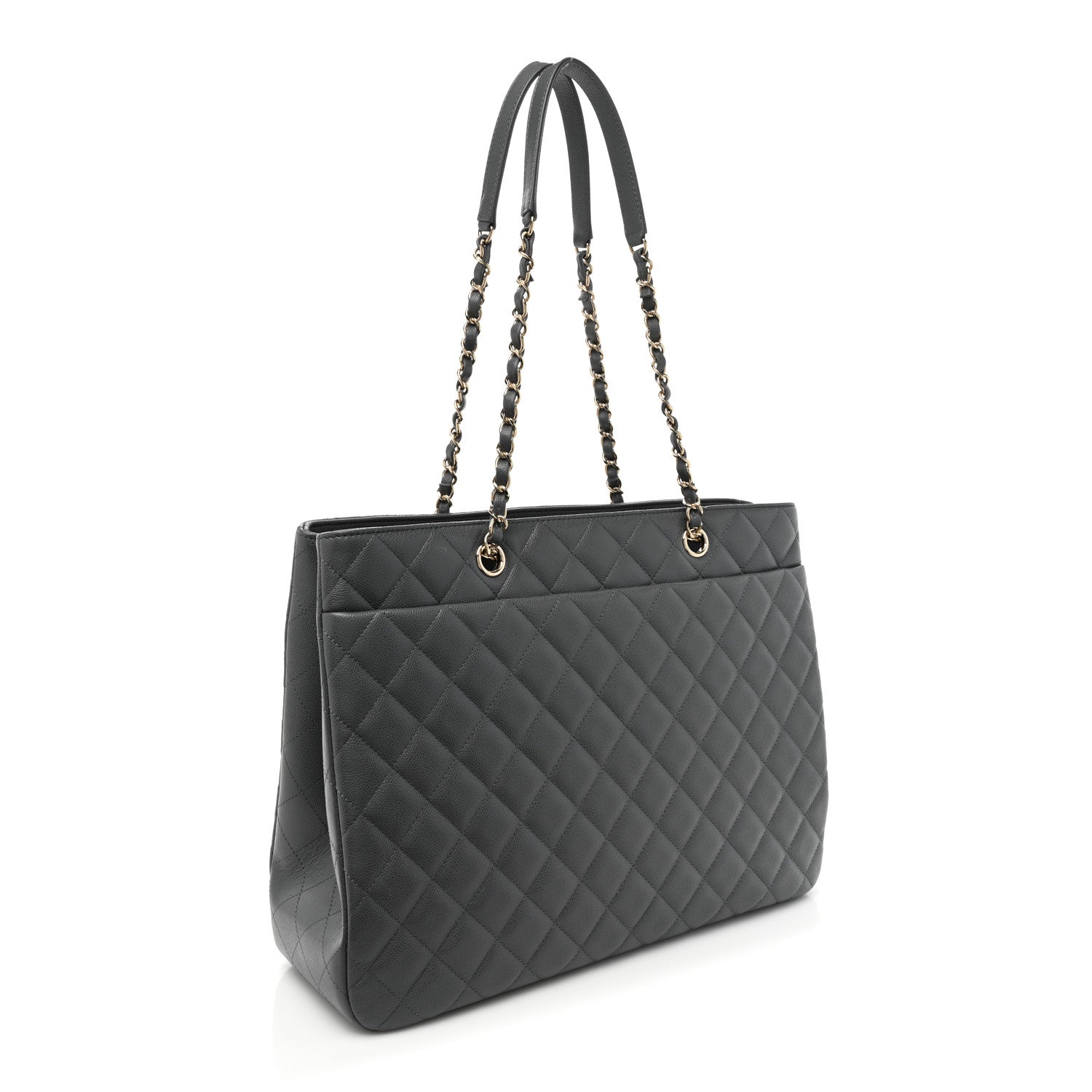 Chanel Caviar Quilted Large CC Shopping Tote Dark Grey 3 of 15