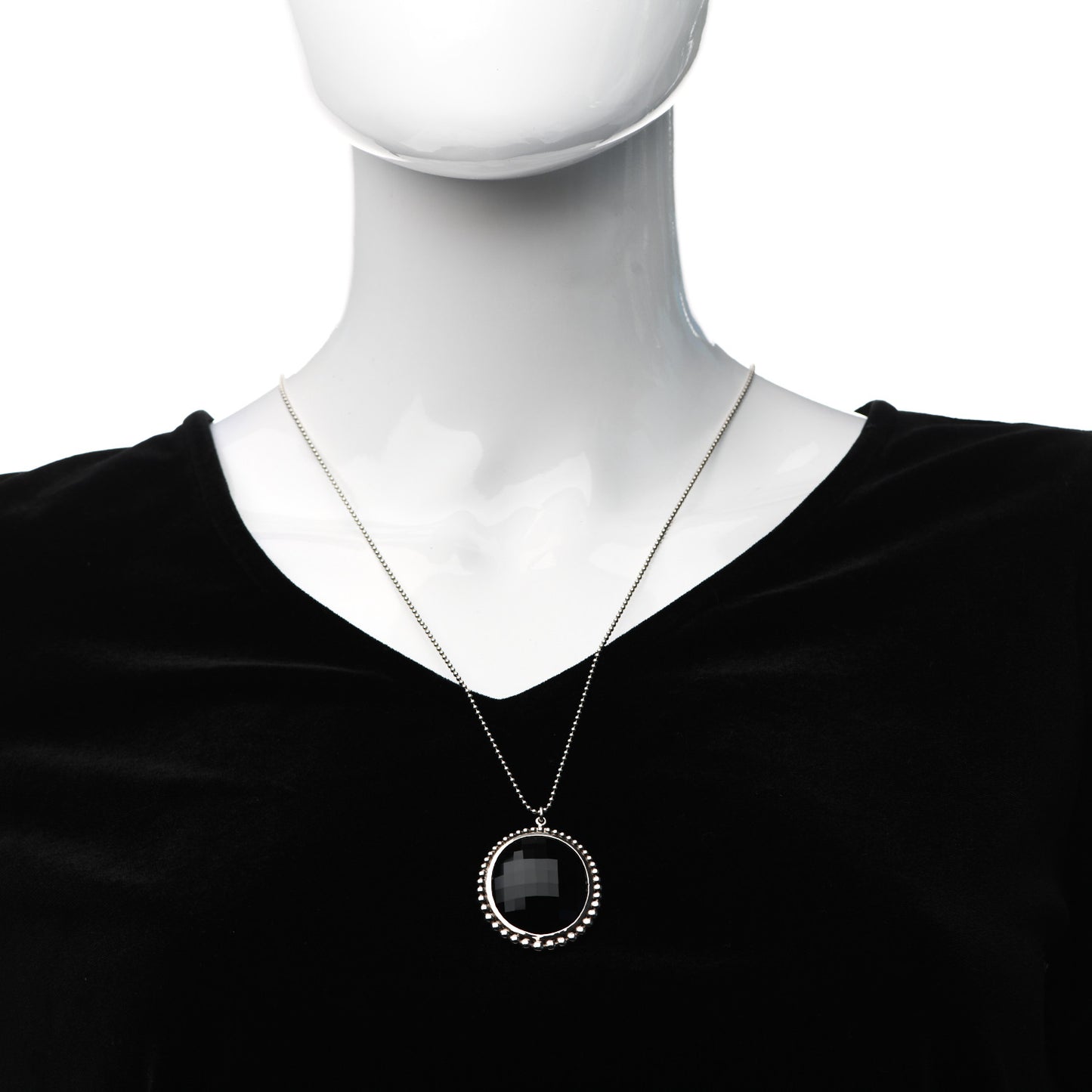 Sterling Silver Onyx Ziegfeld Oval Pendant Necklace