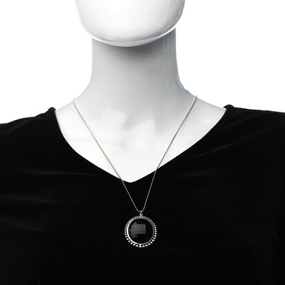 Tiffany Sterling Silver Onyx Ziegfeld Oval Pendant Necklace 2 of 5