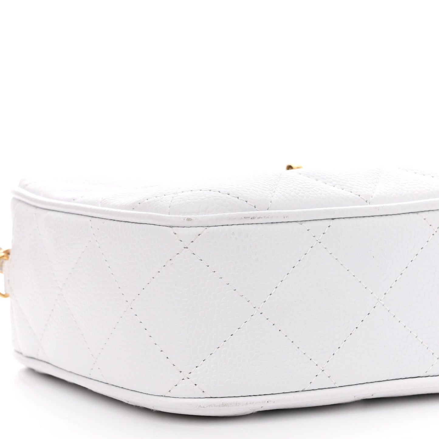 Caviar Quilted Camera Case White