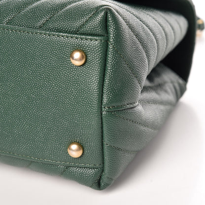 Chanel Caviar Chevron Chevron Quilted Small Coco Handle Flap Green 10 of 10