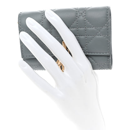 Christian Dior Lambskin Cannage Lady Dior Flap Card Holder Gray 2 of 8